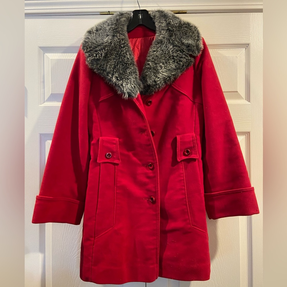 Vintage Betty Rose Montoro Suede by Earl Glo - 1970s Red Coat - READ Sz M